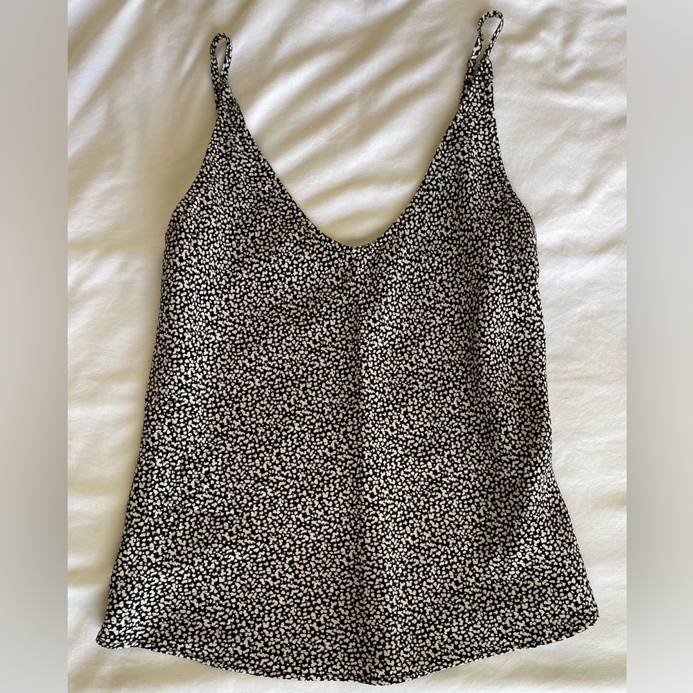 Abercrombie black spotted flowy tank